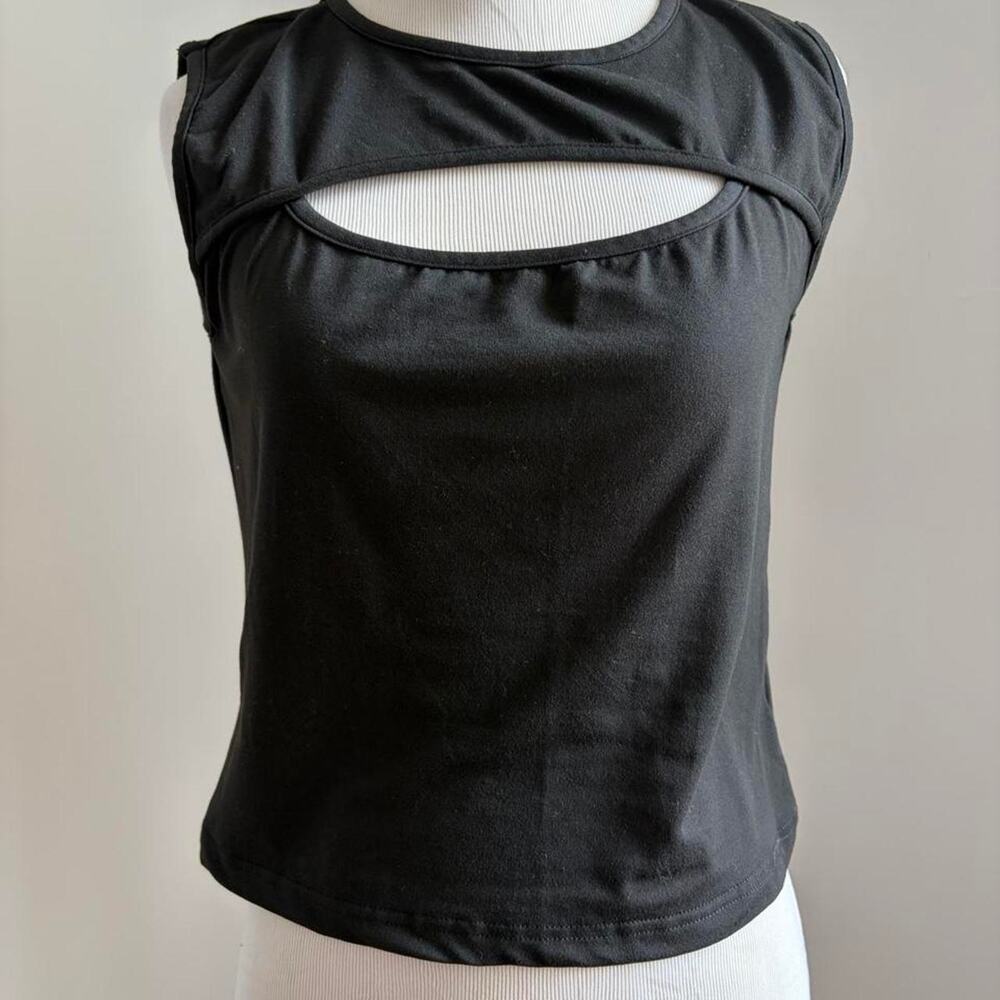 Black Chest Cut Out Tank Top